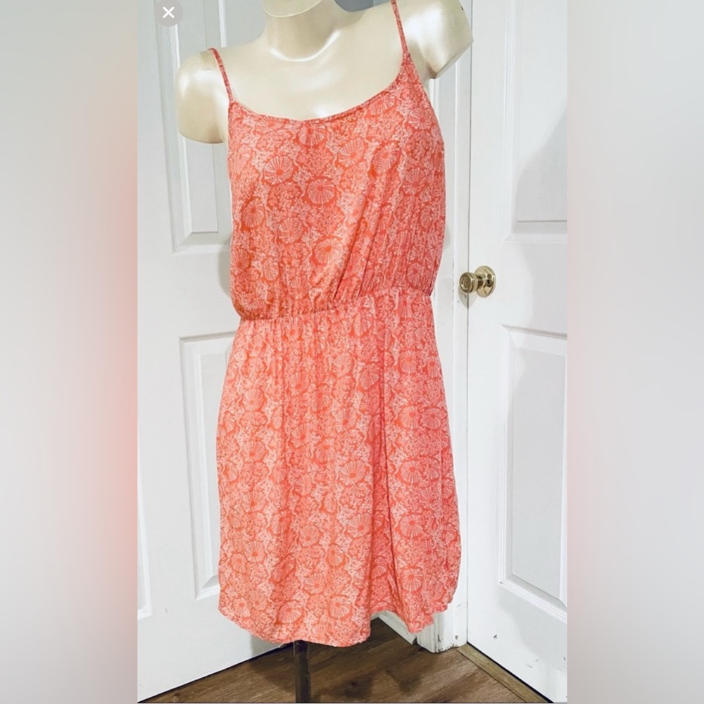 Old Navy Tangerine Print Fit & Flare Dress